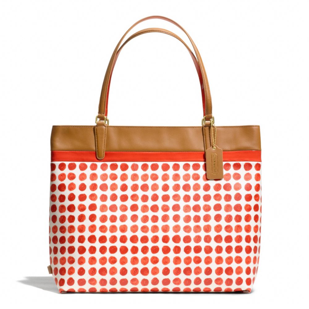 PAINTED DOT COATED CANVAS TOTE - COACH f29431 - BRASS/LOVE RED MULTICOLOR