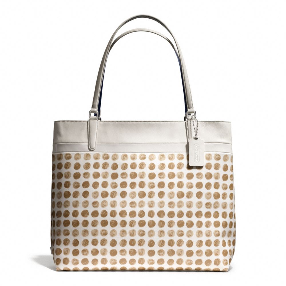 PAINTED DOT COATED CANVAS TOTE - COACH F29431 - SILVER/TAN MULTI