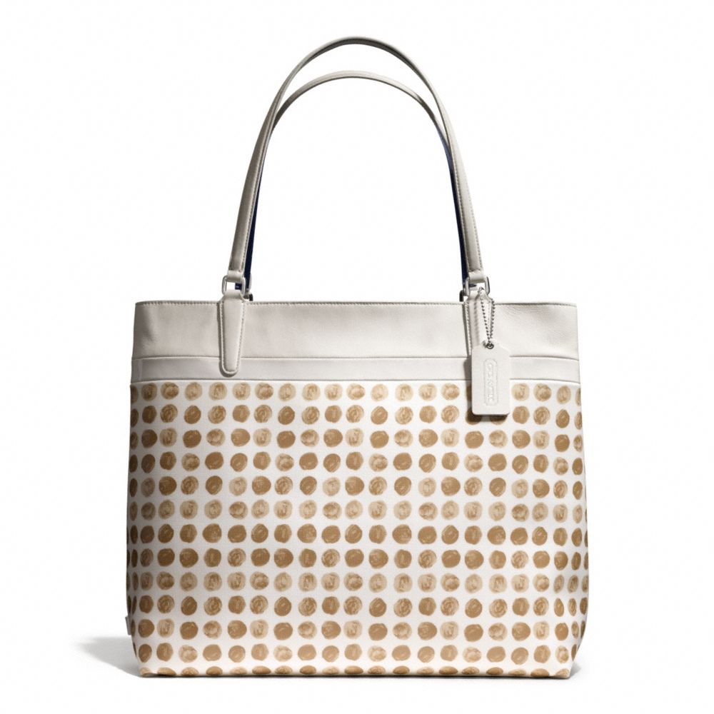 COACH PAINTED DOT COATED CANVAS TOTE - SILVER/TAN MULTI - F29431