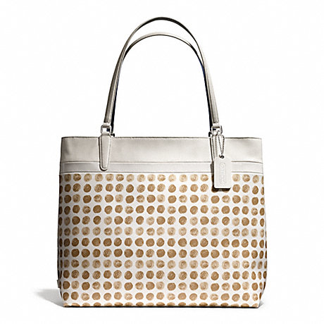 COACH PAINTED DOT COATED CANVAS TOTE - SILVER/TAN MULTI - f29431