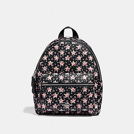 COACH MINI CHARLIE BACKPACK WITH STAR PRINT - MIDNIGHT MULTI/SILVER - f29656