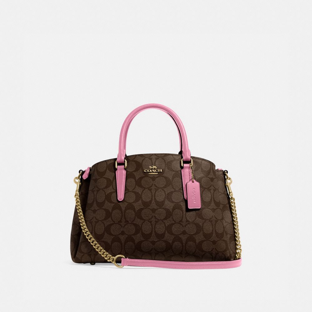 COACH SAGE CARRYALL IN SIGNATURE CANVAS - IM/BROWN PINK ROSE - F29683