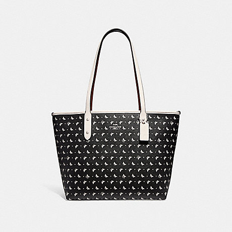 COACH CITY ZIP TOTE WITH BUTTERFLY DOT PRINT - BLACK/CHALK/SILVER - f29803