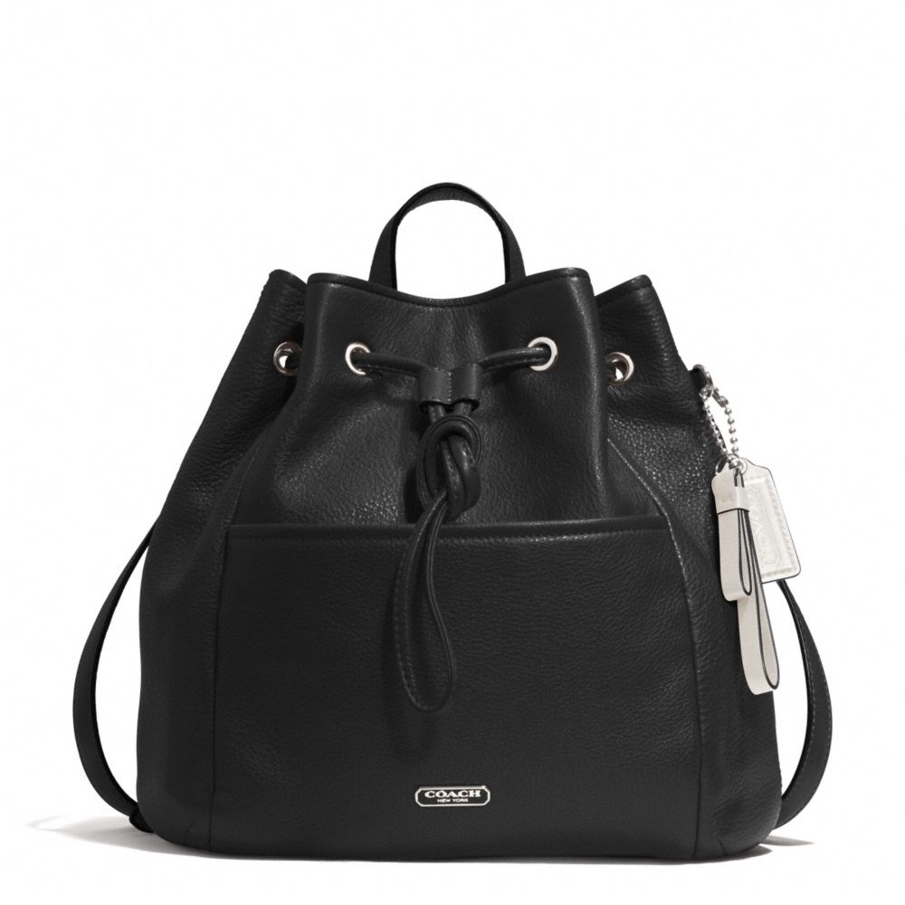 PARK LEATHER DRAWSTRING BACKPACK - COACH f29895 - SILVER/BLACK