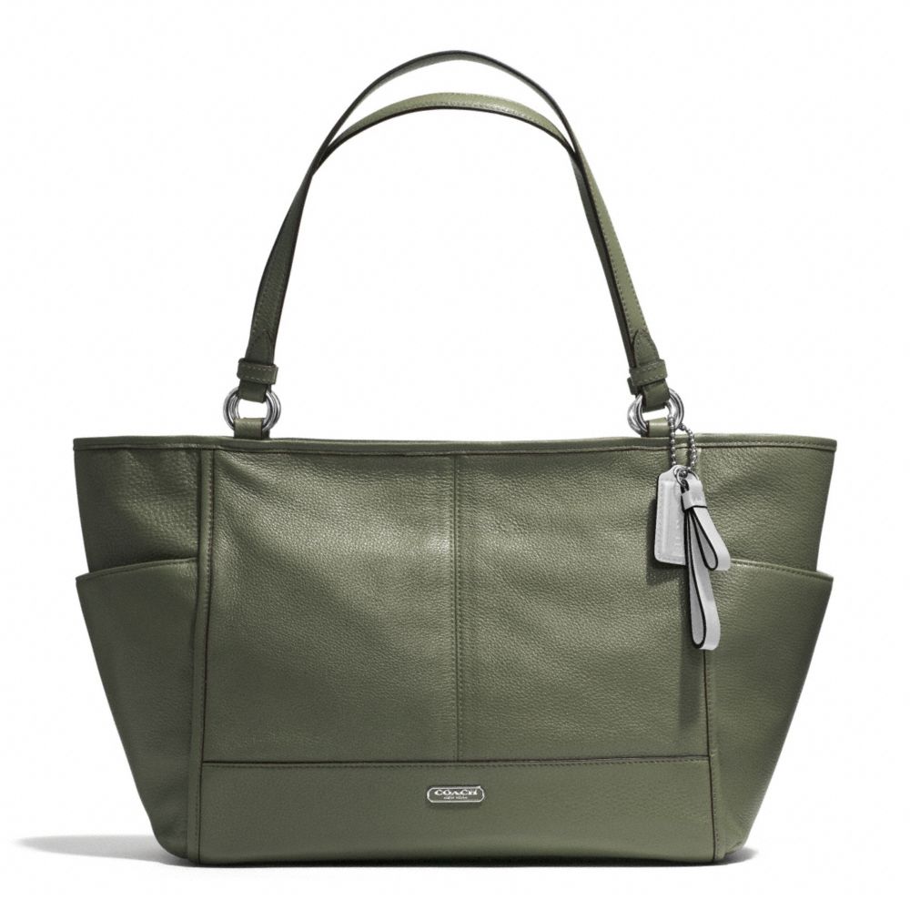 COACH PARK LEATHER CARRIE TOTE - SILVER/OLIVE - F29898