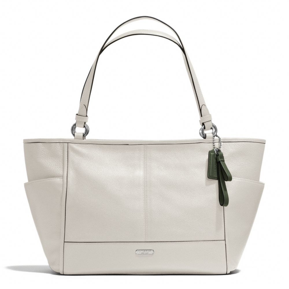 COACH PARK LEATHER CARRIE TOTE - SILVER/PARCHMENT - F29898
