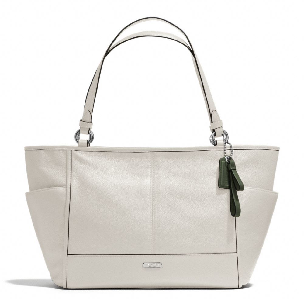 PARK LEATHER CARRIE TOTE - COACH F29898 - SILVER/PARCHMENT