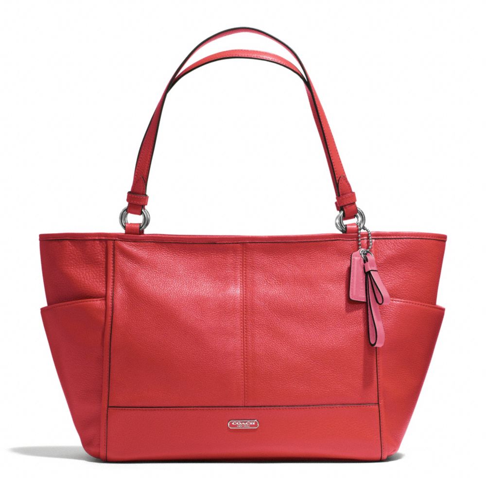 COACH PARK LEATHER CARRIE TOTE - SILVER/VERMILLION - F29898