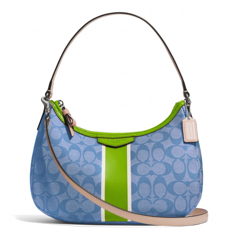 COACH SIGNATURE STRIPE DEMI CROSSBODY - SILVER/BLUE/GREEN - F29942