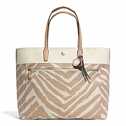 RESORT ZEBRA PRINT LARGE TOTE - COACH f30062 - SILVER/NATURAL MULTI