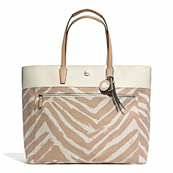 COACH RESORT ZEBRA PRINT LARGE TOTE - SILVER/NATURAL MULTI - F30062