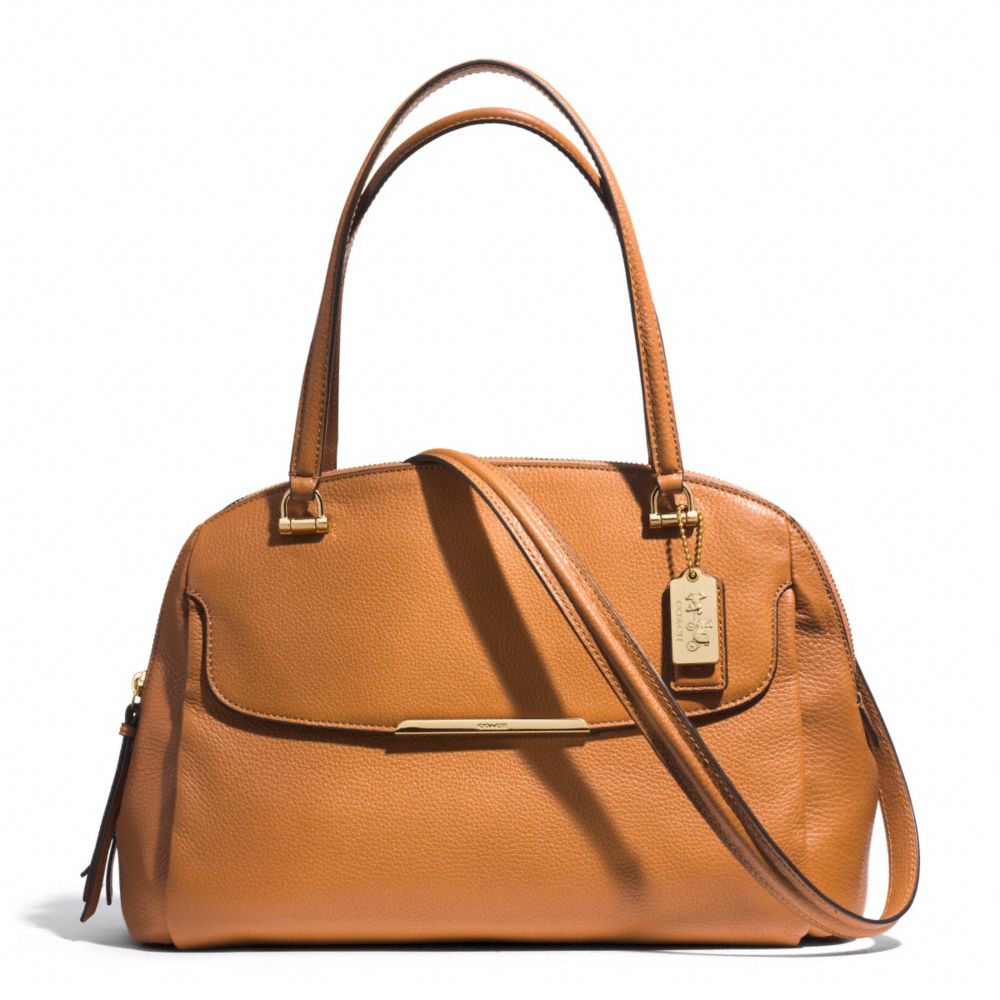 MADISON LEATHER GEORGIE SATCHEL - COACH f30082 - LIGHT GOLD/BURNT CAMEL