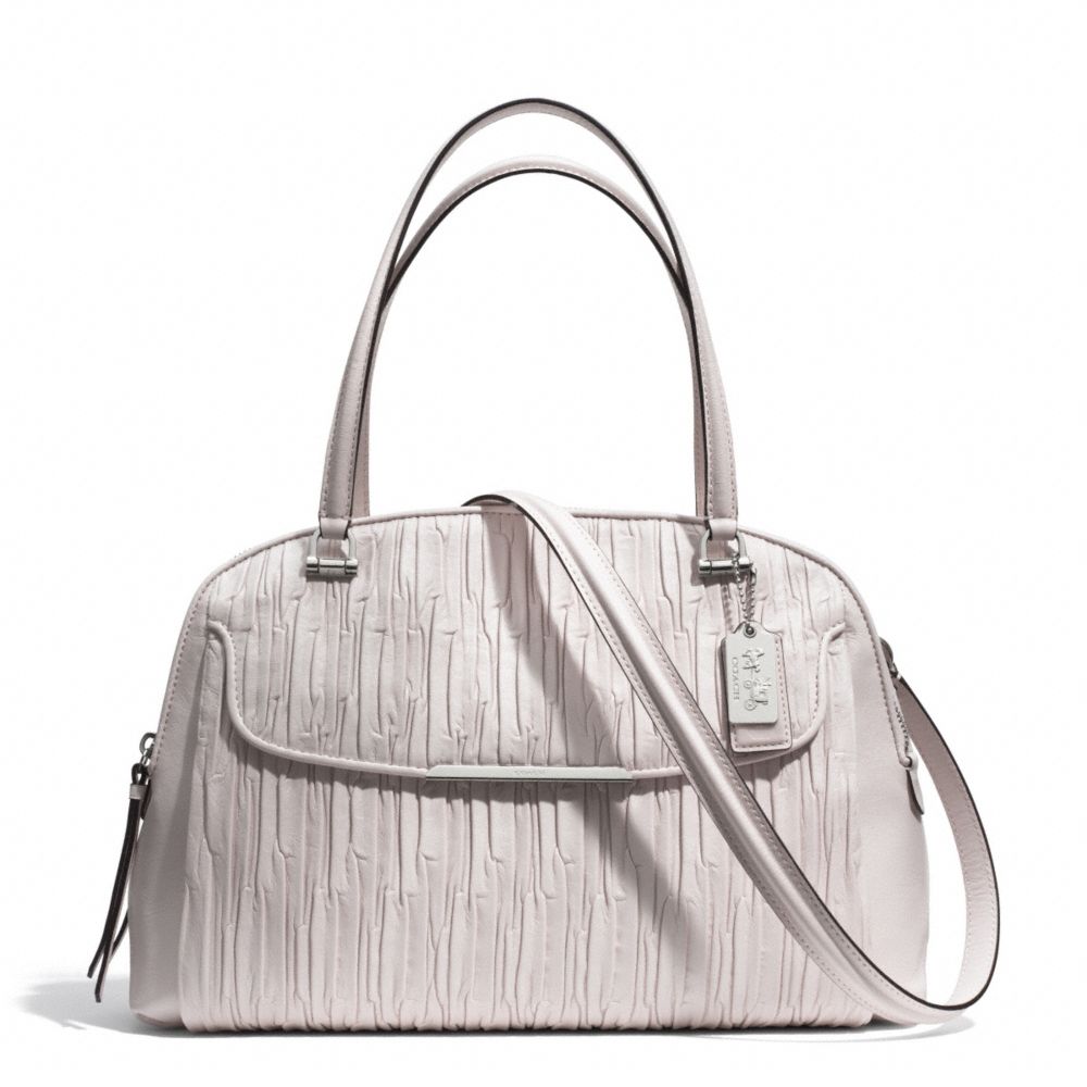 MADISON GATHERED LEATHER GEORGIE SATCHEL - COACH f30084 - SILVER/PARCHMENT