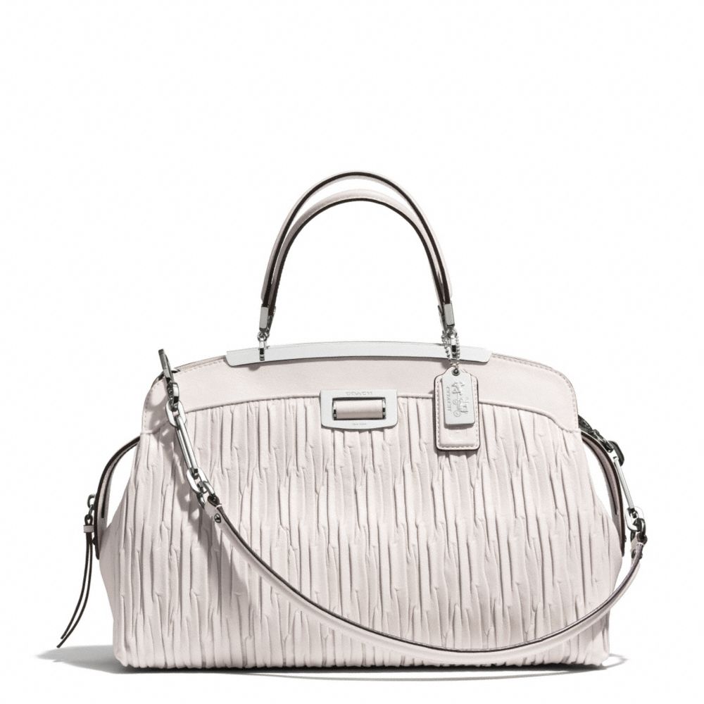 COACH MADISON GATHERED LEATHER ANDIE SATCHEL - SILVER/PARCHMENT - F30085