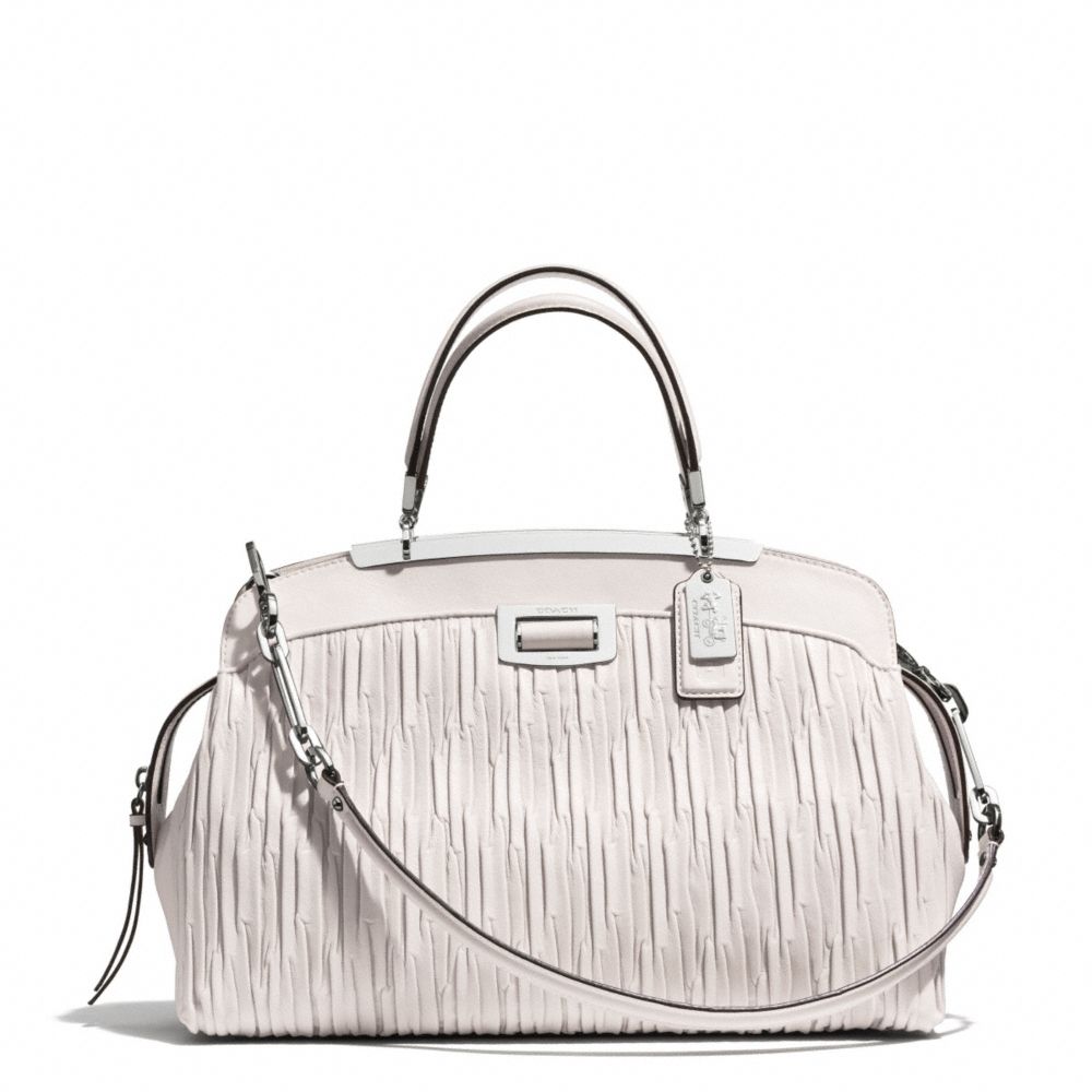MADISON GATHERED LEATHER ANDIE SATCHEL - COACH f30085 - SILVER/PARCHMENT