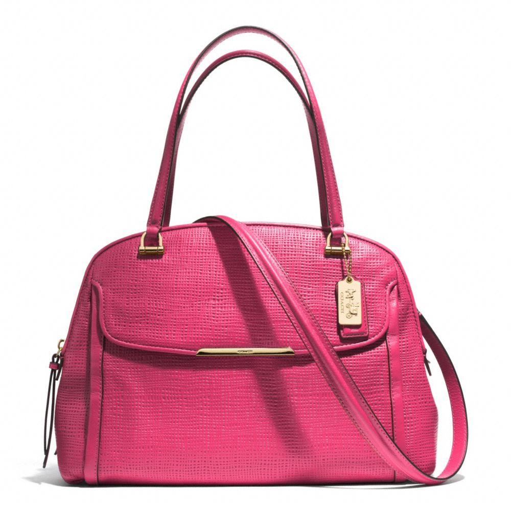 MADISON EMBOSSED LEATHER GEORGIE SATCHEL - COACH f30092 - LIGHT GOLD/PINK RUBY