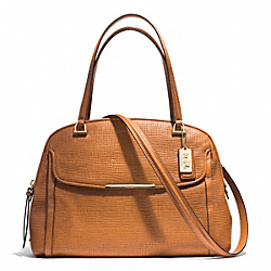 MADISON EMBOSSED LEATHER GEORGIE SATCHEL - f30092 - LIGHT GOLD/BURNT CAMEL