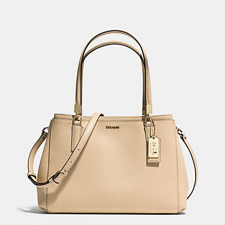 COACH MADISON SMALL CHRISTIE CARRYALL IN SAFFIANO LEATHER -  LIGHT GOLD/TAN - f30128