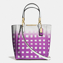 COACH MADISON MINI NORTH/SOUTH TOTE IN GINGHAM SAFFIANO LEATHER - LICL0 - F30136