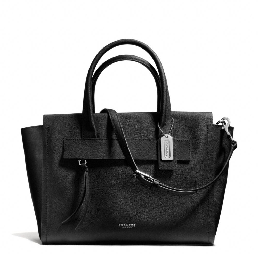 COACH BLEECKER SAFFIANO LEATHER RILEY CARRYALL - SILVER/BLACK - F30149