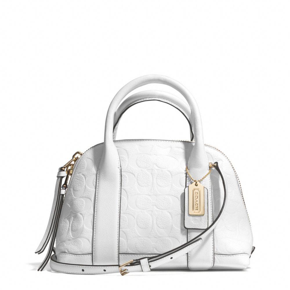 BLEECKER SIGNATURE EMBOSSED MINI PRESTON SATCHEL - COACH F30152 - GOLD/WHITE