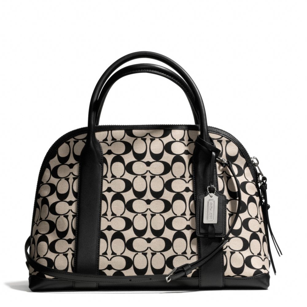 COACH BLEECKER PRINTED SIGNATURE PRESTON SATCHEL - SILVER/LIGHT GOLDGHT KHAKI BLACK - F30160