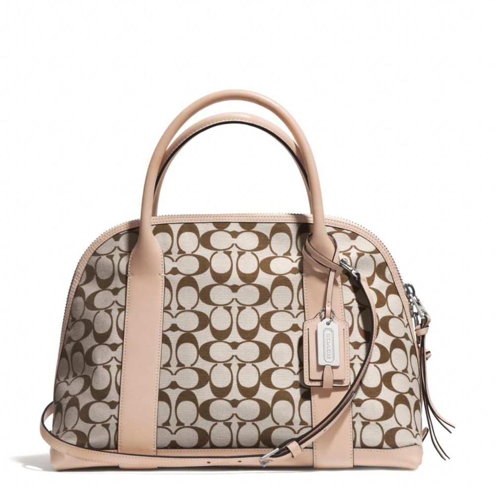 BLEECKER PRINTED SIGNATURE PRESTON SATCHEL - COACH f30160 - SILVER/LT KHA MADEIRA/VCH