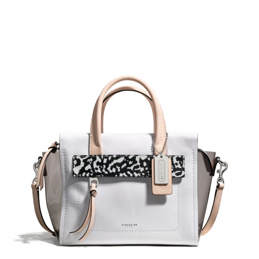 COACH BLEECKER MINI RILEY CARRYALL IN MIXED MEDIA - SILVER/SMOKE - F30163