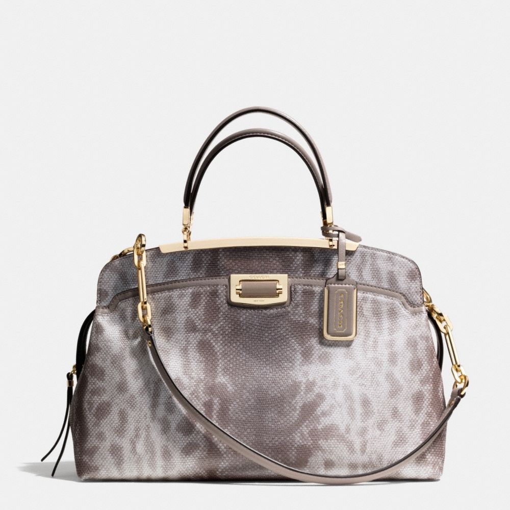MADISON PINNACLE ANDIE IN SPOTTED LIZARD EMBOSSED LEATHER - COACH f30237 -  LIGHT GOLD/SILVER