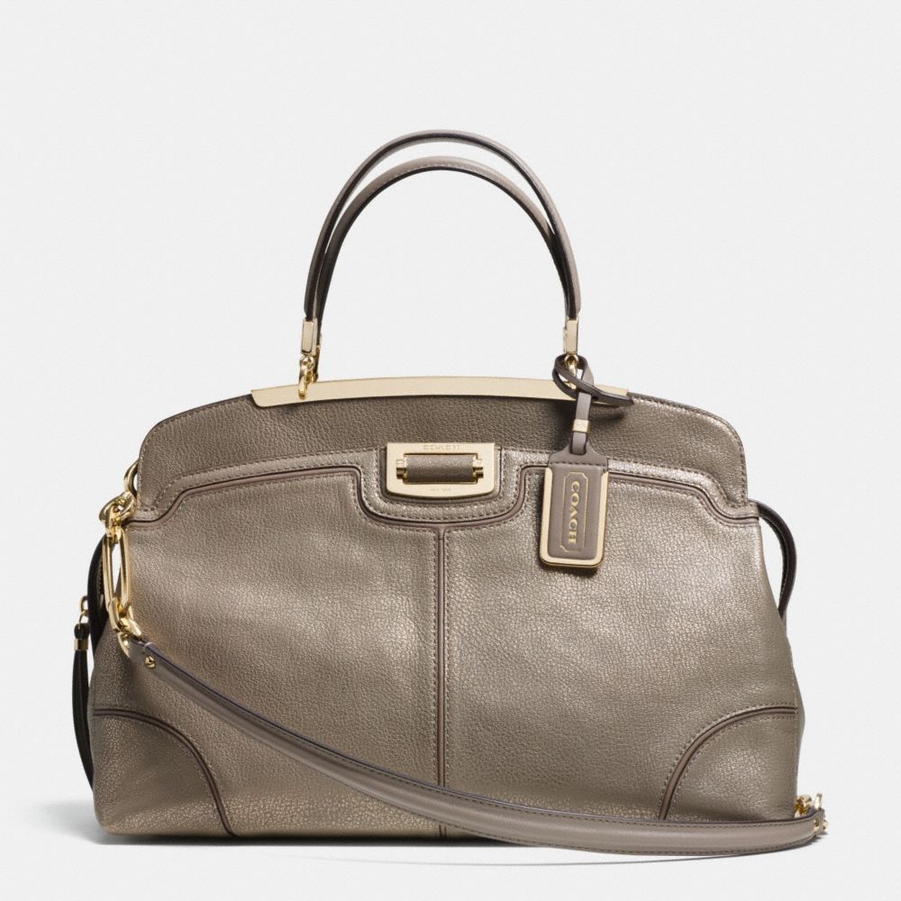 MADISON ANDIE SATCHEL IN PINNACLE SPRAY METALLIC LEATHER - COACH f30241 -  LIGHT GOLD/SILT