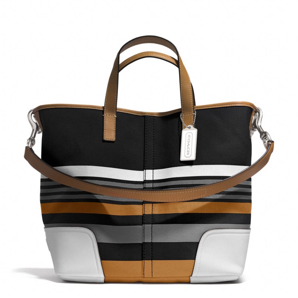 COACH HADLEY MULTI STRIPE DUFFLE - SILVER/BLACK MULTI - F30302