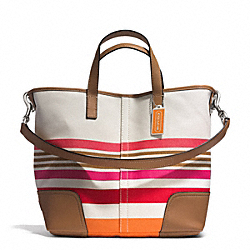 COACH HADLEY MULTI STRIPE DUFFLE - SILVER/PINK MULTICOLOR - F30302