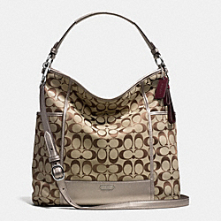 COACH PARK SIGNATURE HOBO - SILVER/KHAKI/PEWTER - F30341