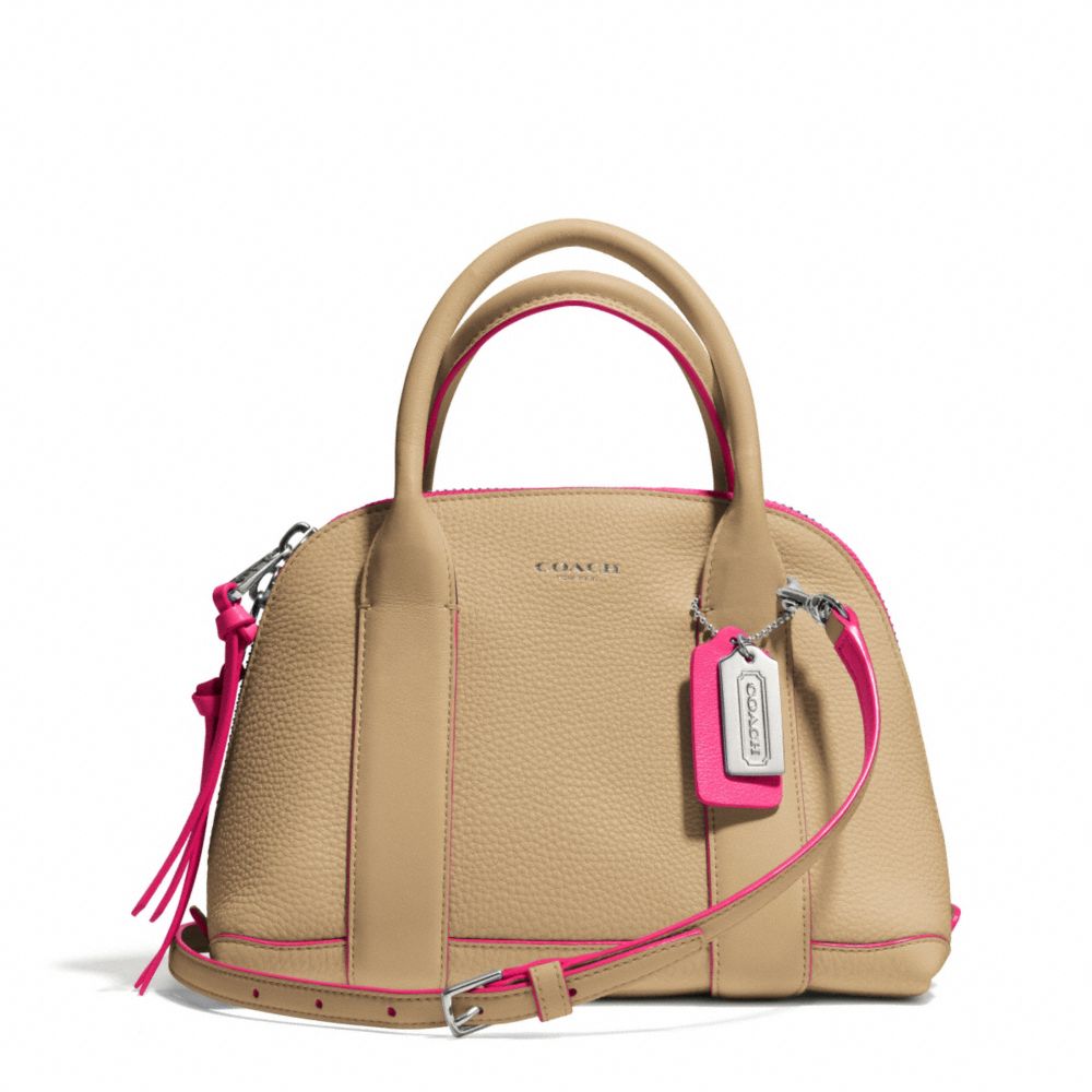 BLEECKER EDGEPAINT LEATHER MINI PRESTON SATCHEL - COACH f30344 - SILVER/CAMEL/PINK RUBY