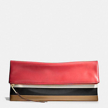 COACH THE LARGE CLUTCHABLE IN BAR STRIPE LEATHER -  GDVRM - f30361