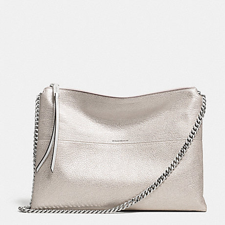 COACH THE METALLIC LEATHER HIGHRISE SHOULDER BAG - UE/SILVER - f30368
