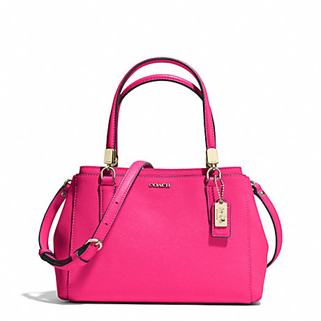 COACH MADISON MINI CHRISTIE CARRYALL IN SAFFIANO LEATHER -  LIGHT GOLD/PINK RUBY - f30402