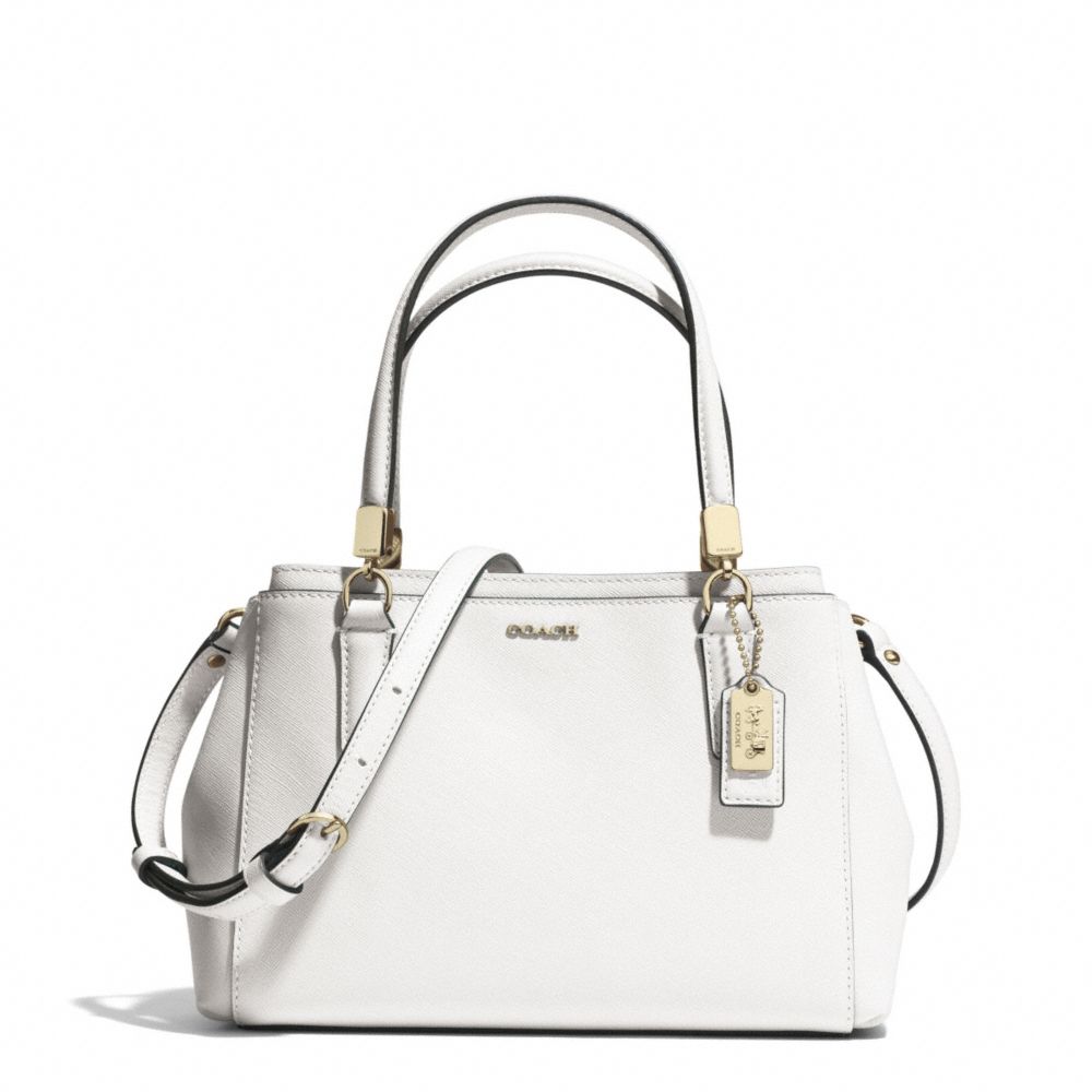 COACH MADISON SAFFIANO LEATHER MINI CHRISTIE CARRYALL - LIGHT GOLD/WHITE - F30402