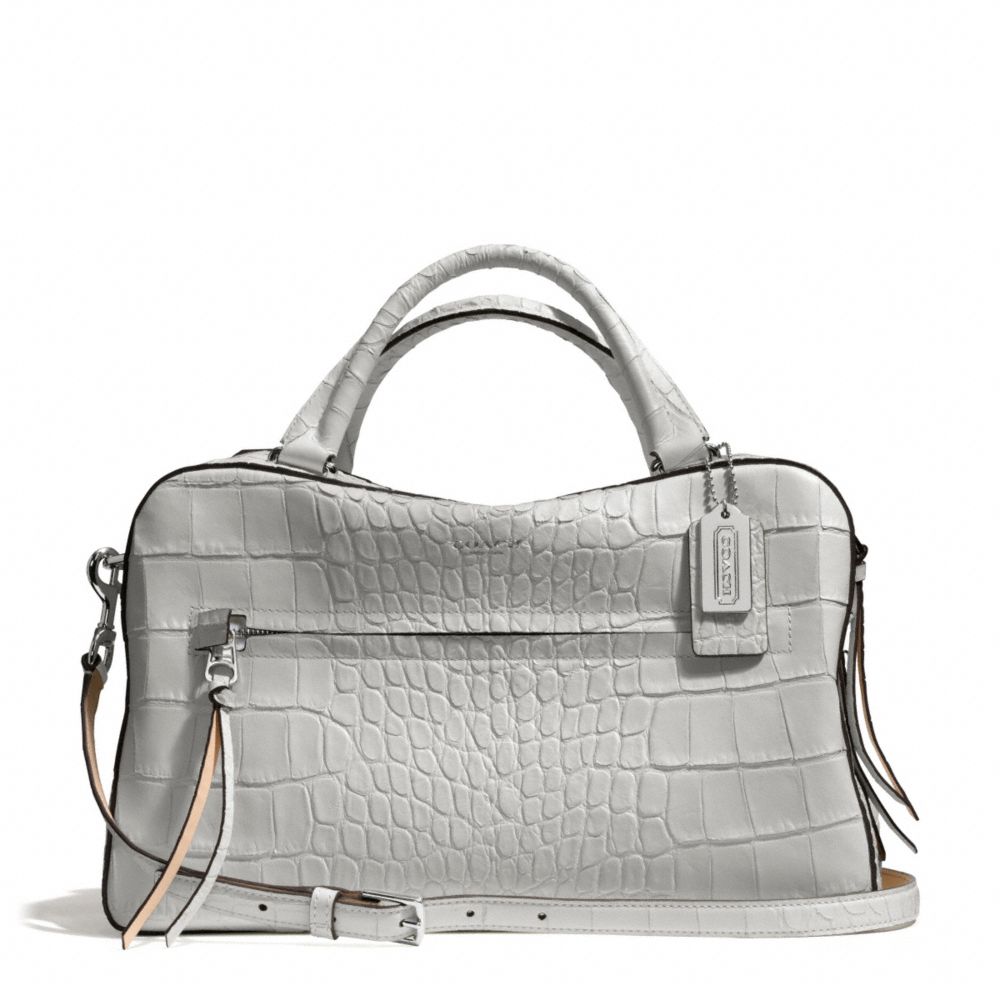 BLEECKER MATTE CROC EMBOSSED PINNACLE TOASTER SATCHEL - COACH f30449 - SILVER/GREY