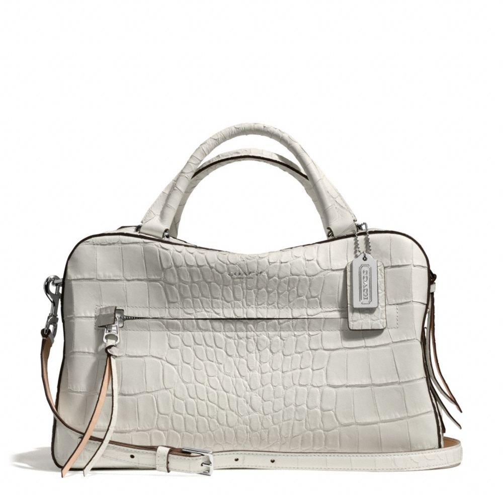 COACH BLEECKER MATTE CROC EMBOSSED PINNACLE TOASTER SATCHEL - SILVER/WHITE - F30449