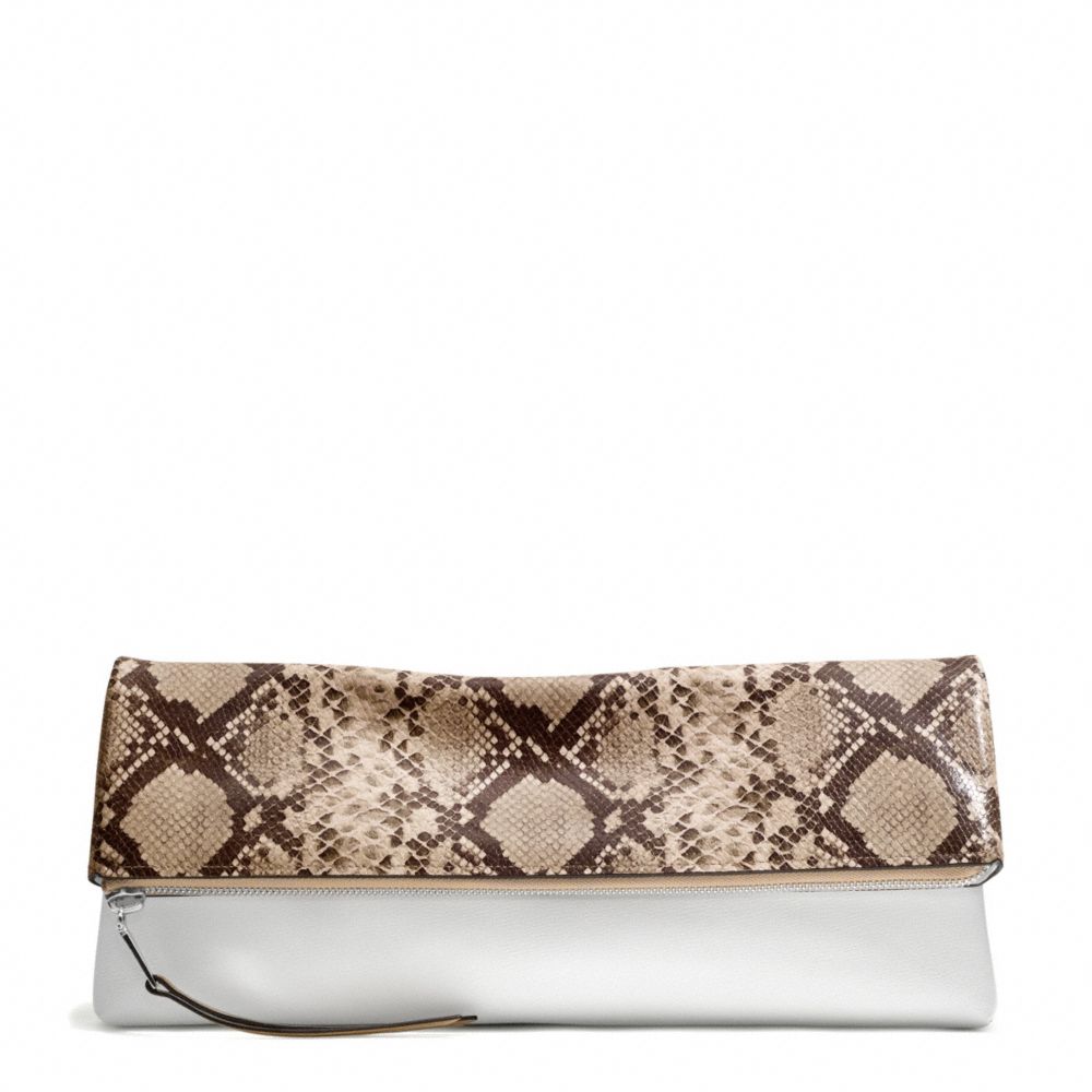THE LARGE PYTHON PRINTED CLUTCHABLE - COACH f30463 - UE/SNAKE/WHITE