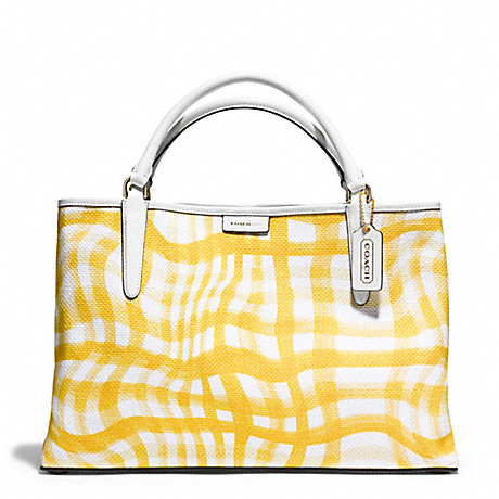 COACH THE EAST/WEST TOWN TOTE IN PRINTED WAVY GINGHAM CANVAS -  GOLD/SUNGLOW/WHITE - f30470