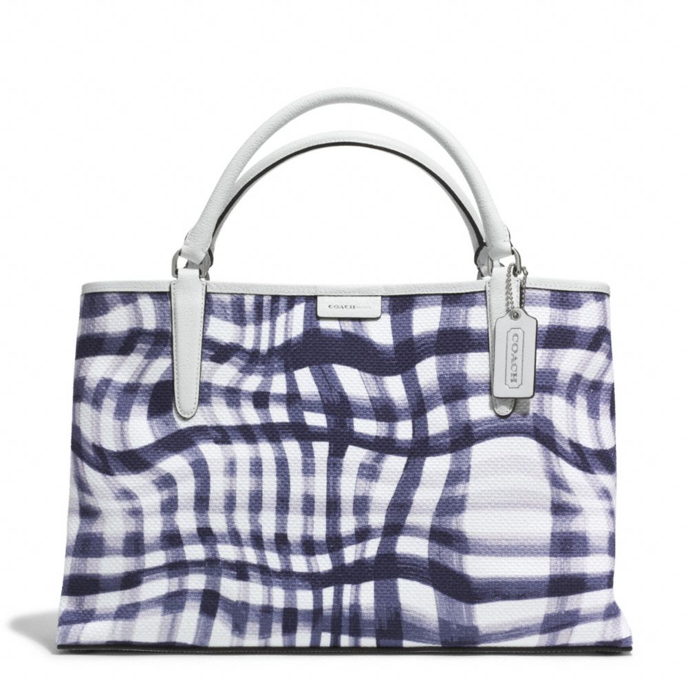 THE WAVY GINGHAM CANVAS EAST/WEST TOWN TOTE - COACH f30470 - UECRY