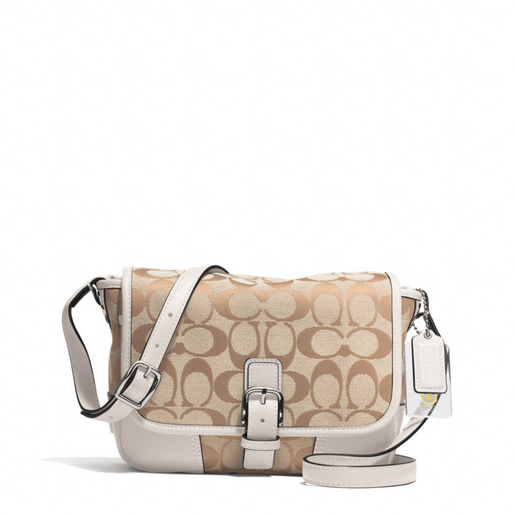 COACH HADLEY SIGNATURE FIELD BAG - SILVER/LIGHT KHAKI/PARCHMENT - F30601