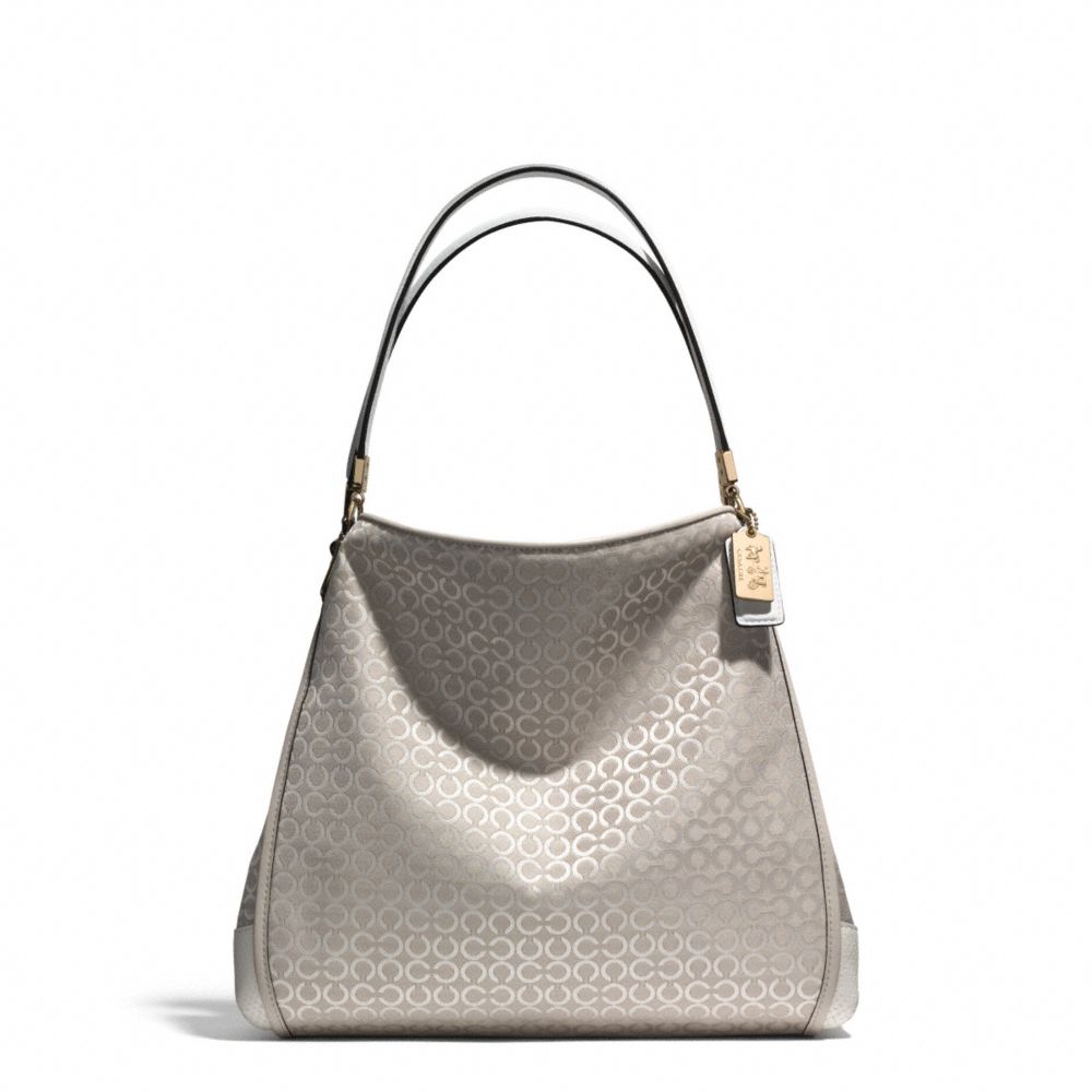 COACH MADISON OP ART PEARLESCENT SMALL PHOEBE SHOULDER BAG - LIGHT GOLD/NEW KHAKI - F30682