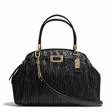 COACH MADISON DOMED SATCHEL IN GATHERED LEATHER -  LIGHT GOLD/BLACK - f30783