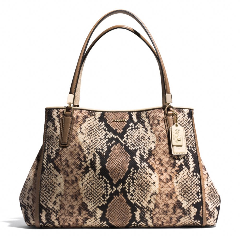 MADISON CAFE CARRYALL IN PYTHON PRINT FABRIC - COACH f30801 -  LIGHT GOLD/NATURAL