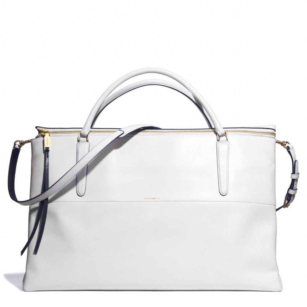 WEEKEND BOROUGH BAG IN EDGEPAINT LEATHER - COACH f30983 -  GOLD/WHITE/NAVY