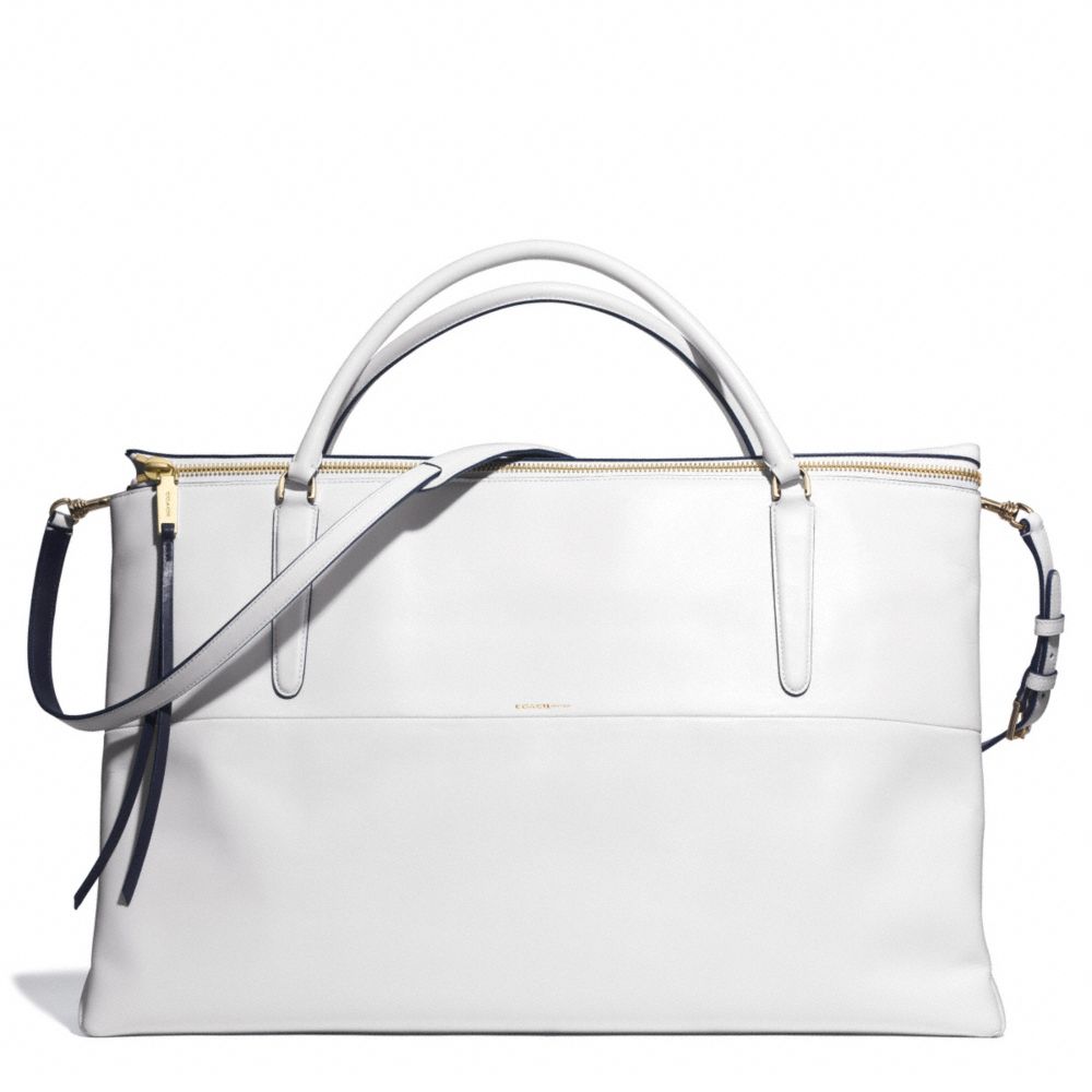 COACH WEEKEND BOROUGH BAG IN EDGEPAINT LEATHER - GOLD/WHITE/NAVY - F30983