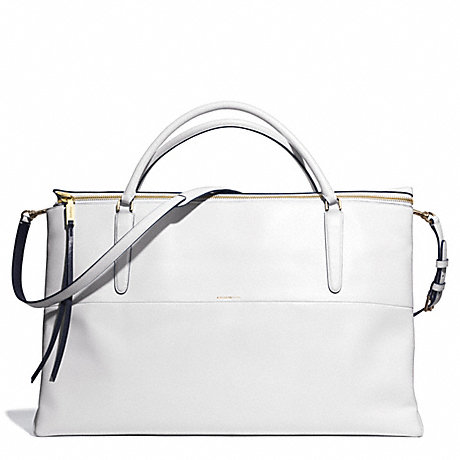 COACH WEEKEND BOROUGH BAG IN EDGEPAINT LEATHER -  GOLD/WHITE/NAVY - f30983